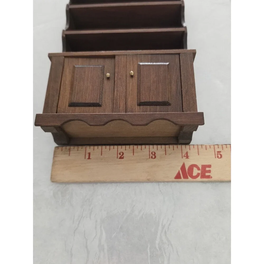 VTG Ed Whitten Country Pine Dollhouse Hutch Cabinet 1:12 Mini Furniture 2 Piece
